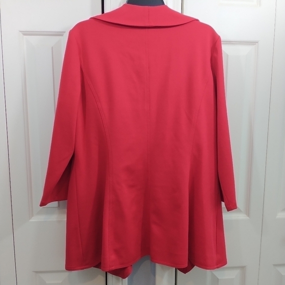 Calvin Klein Red Cascade Open front Blazer Jacket 14 - Picture 8 of 11